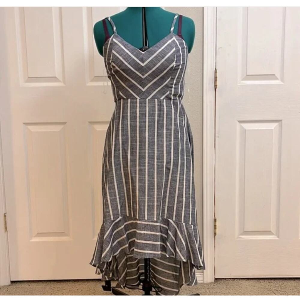 Bailey blue striped high low midi dress Size M